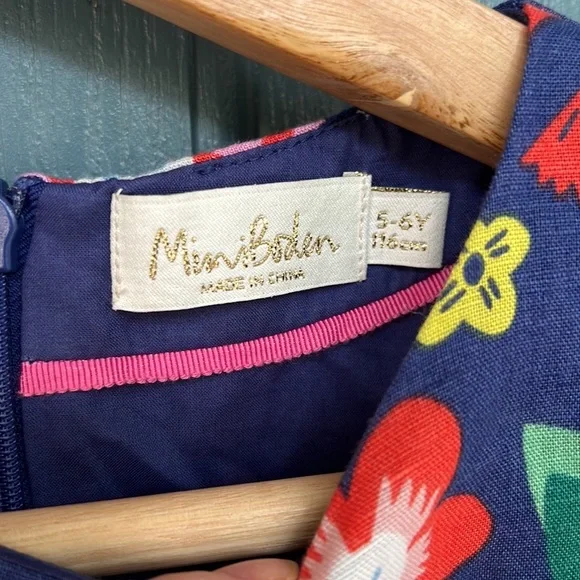 Mini Boden Floral Kids Dress - Blue and Pink - Picture 7 of 10